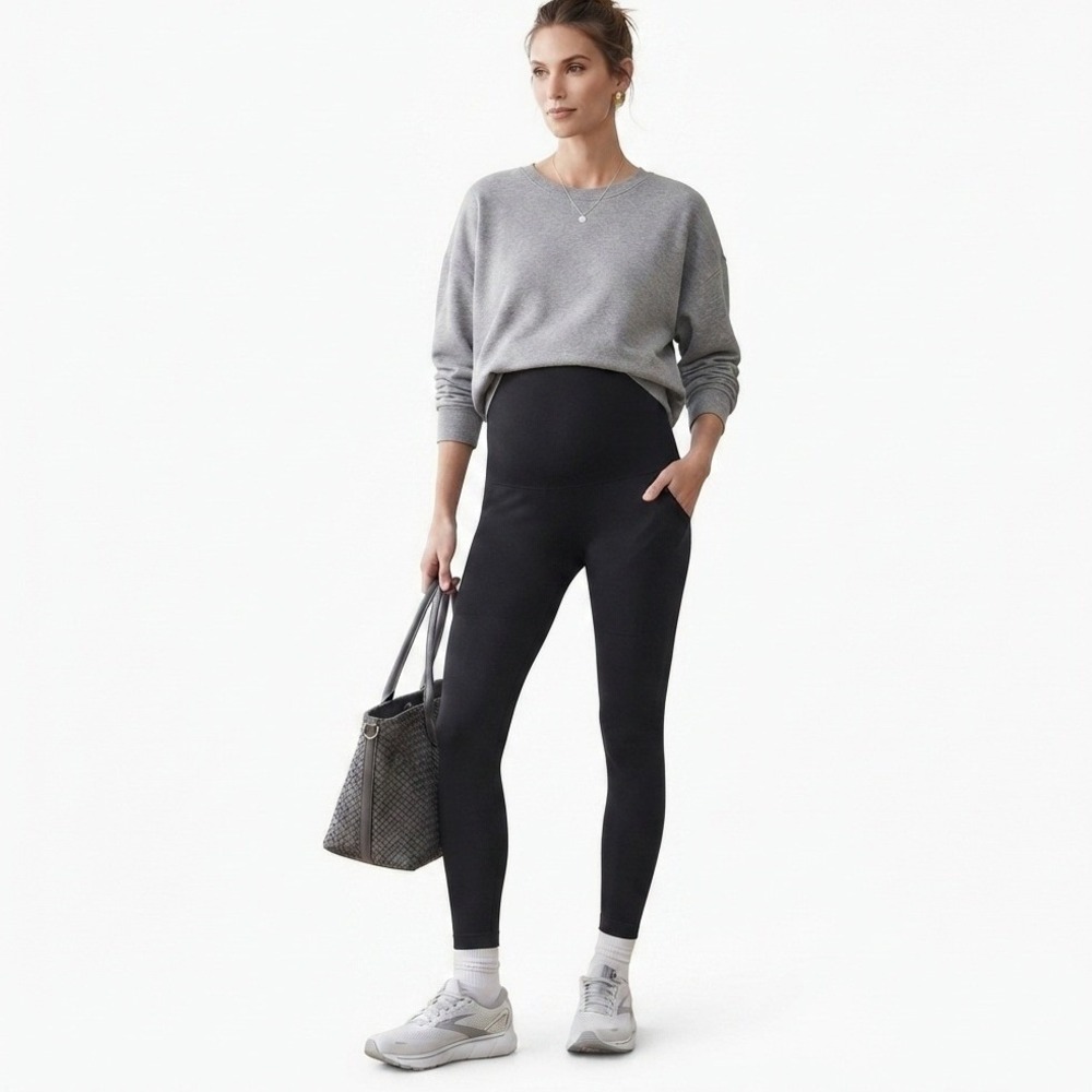 NWT Mothers Essentials Postpartum Leggings Women Large Black Compression Support